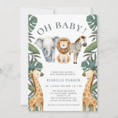 Tropisch Oerwoud Safari Animals Boy Baby shower Kaart (Voorkant)