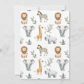 Tropisch Oerwoud Safari Animals Boy Baby shower Kaart (Achterkant)