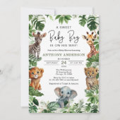 Tropisch Oerwoud Safari Animals Boy Baby shower Kaart (Voorkant)