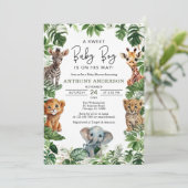 Tropisch Oerwoud Safari Animals Boy Baby shower Kaart (Staand voorkant)