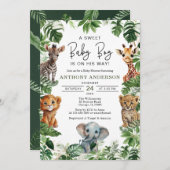 Tropisch Oerwoud Safari Animals Boy Baby shower Kaart (Voorkant / Achterkant)