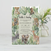 Tropisch Oerwoud Safari Animals Boy Baby shower Kaart (Staand voorkant)