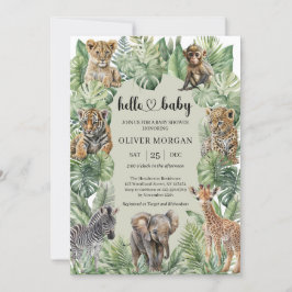 Tropisch Oerwoud Safari Animals Boy Baby shower Kaart