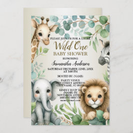 Tropisch Oerwoud Safari Animals Boy Baby shower Kaart