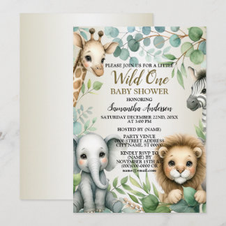 Tropisch Oerwoud Safari Animals Boy Baby shower Kaart