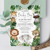 Tropisch Oerwoud Safari Animals Boy Baby shower Kaart