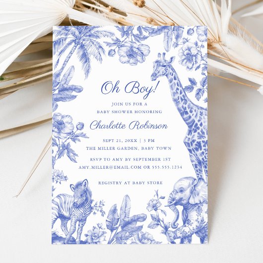 Tropisch Oerwoud Safari Animals Boy Baby shower Kaart