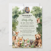 Tropisch Oerwoud Safari Animals Boy Baby shower Kaart (Voorkant)