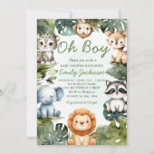 Tropisch Oerwoud Safari Animals Boy Baby shower Kaart (Voorkant)