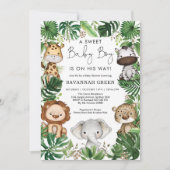 Tropisch Oerwoud Safari Animals Boy Baby shower Kaart (Voorkant)
