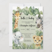 Tropisch Oerwoud Safari Animals Boy Baby shower Kaart (Voorkant)
