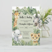 Tropisch Oerwoud Safari Animals Boy Baby shower Kaart (Staand voorkant)
