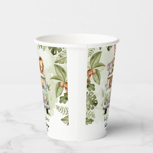 Tropisch Oerwoud Safari Animals Boy Baby shower Papieren Bekers (Rechts)