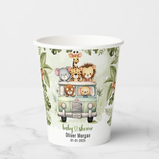 Tropisch Oerwoud Safari Animals Boy Baby shower Papieren Bekers (Voorkant)