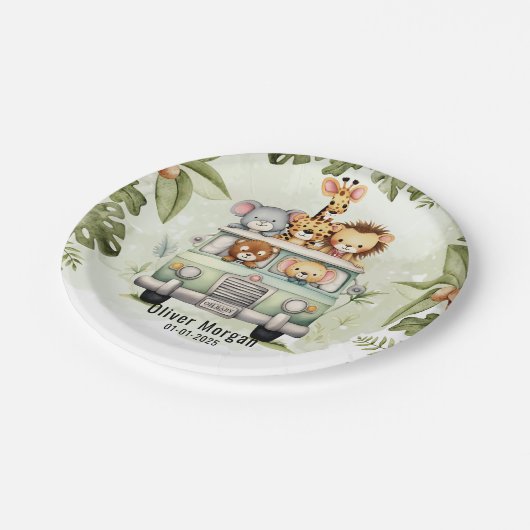 Tropisch Oerwoud Safari Animals Boy Baby shower Papieren Bordje (Gekanteld)
