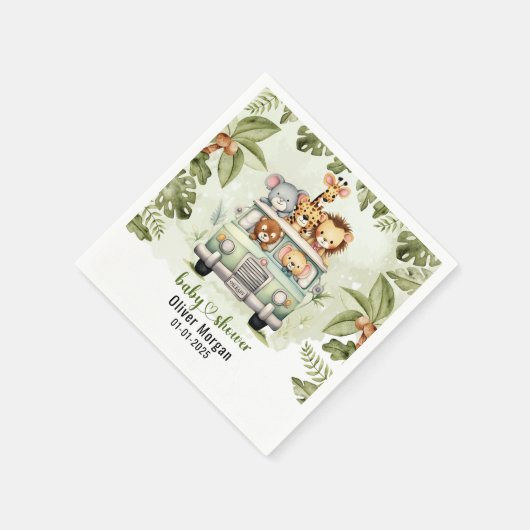 Tropisch Oerwoud Safari Animals Boy Baby shower Servet (Hoek)