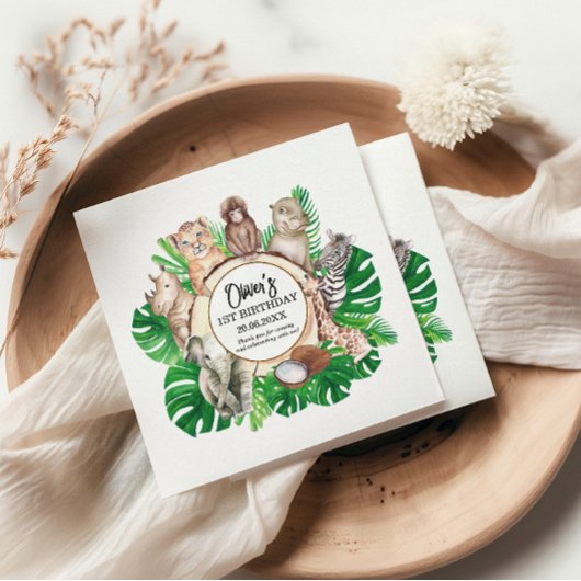 Tropisch Oerwoud Safari Animals Boy Baby shower Servet