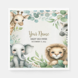 Tropisch Oerwoud Safari Animals Boy Baby shower Servet