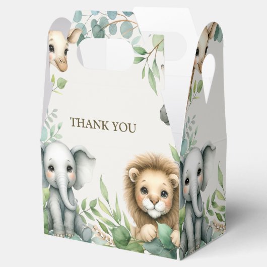 Tropisch Oerwoud Safari Animals Green Leaves Party Bedankdoosjes (Geopend)