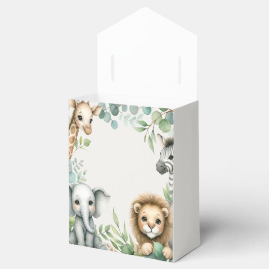 Tropisch Oerwoud Safari Animals Green Leaves Party Bedankdoosjes (Geopend)