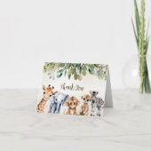 Tropisch Oerwoud Safari Animals Green Leaves Party Bedankkaart (Voorkant)