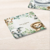 Tropisch Oerwoud Safari Animals Green Leaves Party Kartonnen Onderzetters (Schuin)