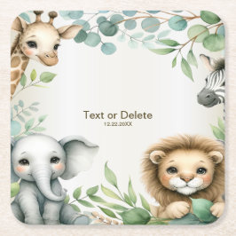 Tropisch Oerwoud Safari Animals Green Leaves Party Kartonnen Onderzetters