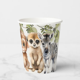 Tropisch Oerwoud Safari Animals Green Leaves Party Papieren Bekers