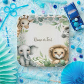 Tropisch Oerwoud Safari Animals Green Leaves Party Papieren Bordje (Feest)