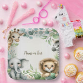 Tropisch Oerwoud Safari Animals Green Leaves Party Papieren Bordje (Feest)