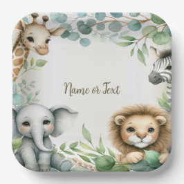 Tropisch Oerwoud Safari Animals Green Leaves Party Papieren Bordje