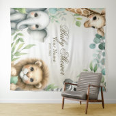 Tropisch Oerwoud Safari Animals Green Leaves Party Wandkleed (In Situ (horizontaal))