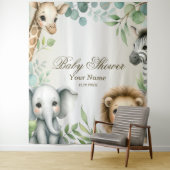 Tropisch Oerwoud Safari Animals Green Leaves Party Wandkleed (In situ)