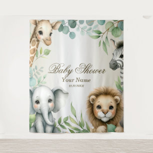 Tropisch Oerwoud Safari Animals Green Leaves Party Wandkleed