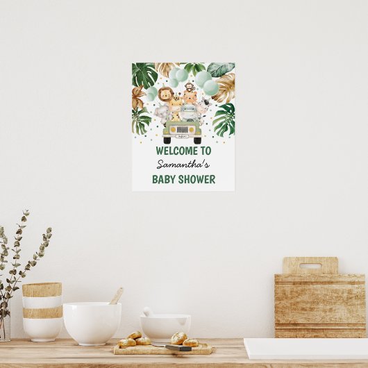 Tropisch Oerwoud Safari Animals Greenery Welkom Poster (Keuken)