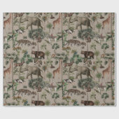 Tropisch Oerwoud Safari Animals Patroon Cadeaupapier (Vlak)