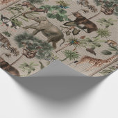 Tropisch Oerwoud Safari Animals Patroon Cadeaupapier (Hoek)