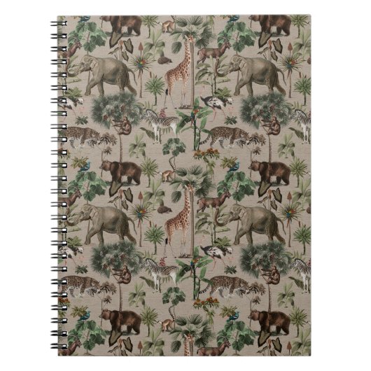 Tropisch Oerwoud Safari Animals Patroon Notitieboek (Voorkant)