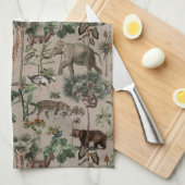 Tropisch Oerwoud Safari Animals Patroon Theedoek (Quarter Fold)