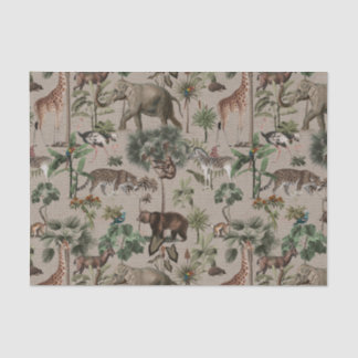 Tropisch Oerwoud Safari Animals Patroon Tissuepapier