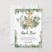Tropisch Oerwoud Safari Baby Olifant Giraffe Zebra Bedankkaart (Voorkant)