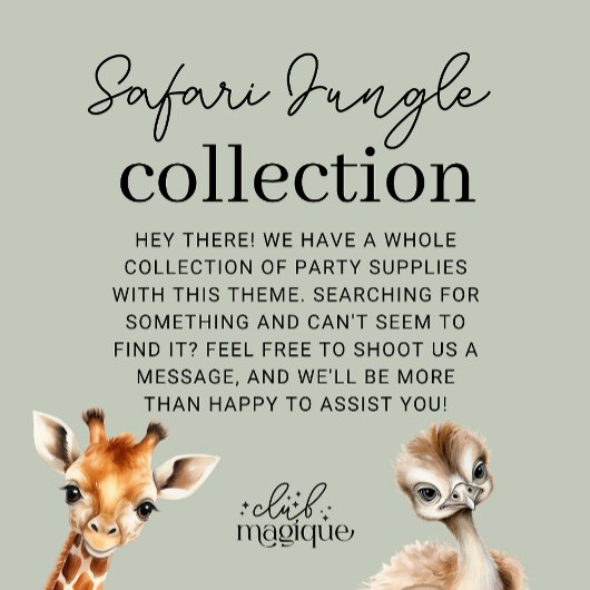 Tropisch Oerwoud Safari Baby shower Luier Raffle Informatiekaartje