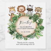 Tropisch Oerwoud Safari Dieren Co-ed Baby shower Wijn Etiket (Enkel label)