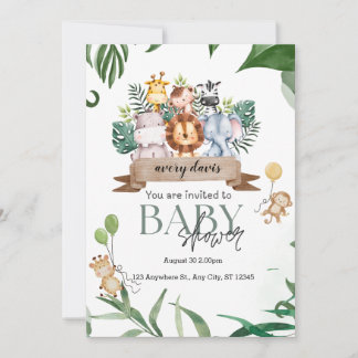Tropisch Oerwoud Safari Dieren Jongen Baby shower Kaart
