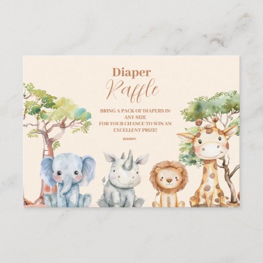 Tropisch Oerwoud Safari Dieren Jongen Raffle Diapp Informatiekaartje (Voorkant)