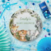Tropisch Oerwoud Safari Dierlijk groen baby shower Papieren Bordje (Feest)