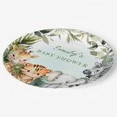 Tropisch Oerwoud Safari Dierlijk groen baby shower Papieren Bordje (Gekanteld)