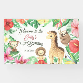 Tropisch Oerwoud Safari eerste verjaardag Spandoek