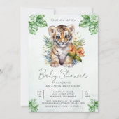 Tropisch Oerwoud Safari Schattige Tijger Meisje Ba Kaart (Voorkant)