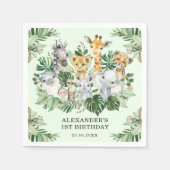 Tropisch Oerwoud Safari Wilde Dieren Baby Birthday Servet (Voorkant)